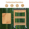 SoBuy FKW28-SCH, Bamboo Kitchen Trolley Cart Kitchen Storage Trolley Serving Trolley with Black Granite Countertop, Black