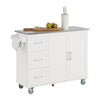 SoBuy FKW30-II-W, Kitchen Island Kitchen Cabinet Cupboard Sideboard on Wheels Kitchen Storage Trolley, White