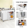 SoBuy FKW33-W, Luxury Kitchen Trolley with Large Storage Cabinet, Kitchen Island with Stainless Steel Worktop, White