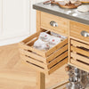 SoBuy FKW40-N, Bamboo Kitchen Serving Trolley Storage Trolley Cart with Stainless Steel Worktop, Wood