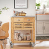 SoBuy FKW40-N, Bamboo Kitchen Serving Trolley Storage Trolley Cart with Stainless Steel Worktop, Wood