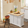SoBuy FKW41-WN, Extendable Kitchen Island Kitchen Cabinet Sideboard Kitchen Storage Trolley with Rubber Wood Worktop, White