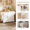 SoBuy FKW41-WN, Extendable Kitchen Island Kitchen Cabinet Sideboard Kitchen Storage Trolley with Rubber Wood Worktop, White