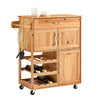 SoBuy FKW45-N, Kitchen Trolley on Wheels Solid Wood Free-Standing Storage Unit with Wine Rack, Drawer & Cupboards, Small Kitchen Island – Ideal for Coffee Station, Dining Room, Outdoor Bar 66x38x86cm