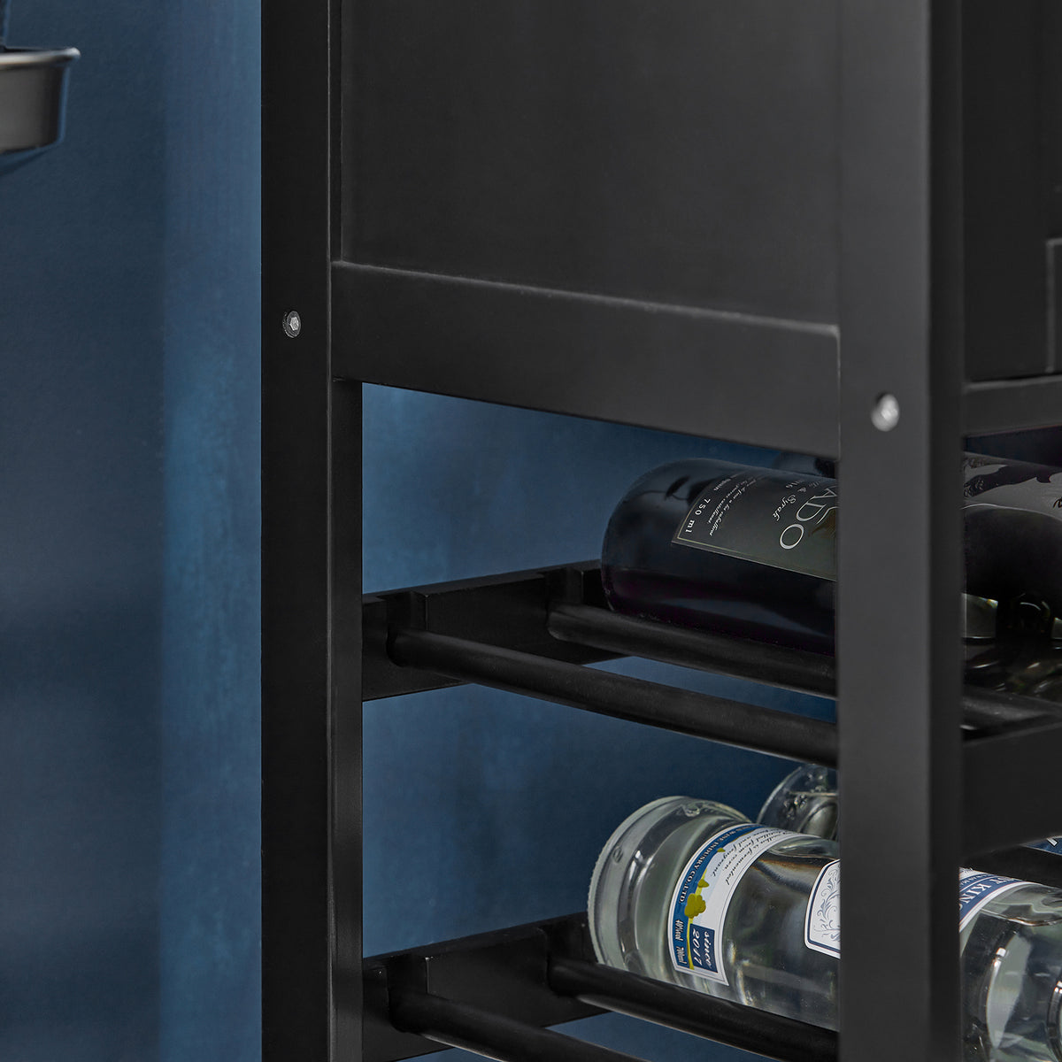 SoBuy FKW45-SCH, Kitchen Storage Trolley Serving Trolley Kitchen Storage Cabinet with Rubber Wood Worktop, Black