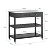 SoBuy FKW47-SCH, Kitchen Trolley Cart Kitchen Storage Trolley Serving Trolley with Stainless Steel Worktop, Black