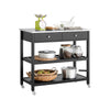 SoBuy FKW47-SCH, Kitchen Trolley Cart Kitchen Storage Trolley Serving Trolley with Stainless Steel Worktop, Black
