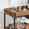 SoBuy FKW56-N, Industrial Vintage Style Wood Metal 3 Tiers Kitchen Serving Trolley with Wine Rack, Wood