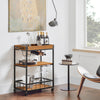 SoBuy FKW56-N, Industrial Vintage Style Wood Metal 3 Tiers Kitchen Serving Trolley with Wine Rack, Wood