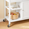 SoBuy FKW62-II-WN, Kitchen Storage Trolley Serving Trolley Kitchen Cabinet with Rubber Wood Worktop, White and Natural