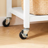 SoBuy FKW62-II-WN, Kitchen Storage Trolley Serving Trolley Kitchen Cabinet with Rubber Wood Worktop, White and Natural