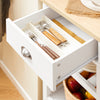 SoBuy FKW62-II-WN, Kitchen Storage Trolley Serving Trolley Kitchen Cabinet with Rubber Wood Worktop, White and Natural