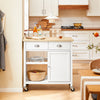 SoBuy FKW62-II-WN, Kitchen Storage Trolley Serving Trolley Kitchen Cabinet with Rubber Wood Worktop, White and Natural