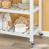 SoBuy FKW68-WN, Kitchen StorageServing Trolley with Rubber Wood Top 2 Drawers 2 Shelves, White