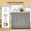 SoBuy FKW71-HG, Kitchen Island on Wheels, Rolling Kitchen Storage Trolley with Extendable Rubber Wood Worktop, 2 Drawers and Adjustable Shelves for Dining Room, Breakfast Bar Grey115x(46-71) x92cm