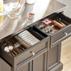 SoBuy FKW71-SCH, Kitchen Island on Wheels, Rolling Kitchen Storage Trolley with Extendable Worktop, 2 Drawers and Adjustable Shelves for Dining Room, Breakfast Bar Black 115x(46-71) x92cm