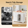 SoBuy FKW71-WN, Kitchen Island on Wheels, Rolling Kitchen Storage Trolley with Extendable Rubber Wood Worktop, 2 Drawers and Adjustable Shelves for Dining Room, Breakfast Bar White 115x(46-71) x92cm
