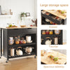 SoBuy FKW74-SCH Serving Trolley with Casters, Kitchen Trolley with Worktop, Kitchen Rolling Cart, Outdoor Serving Trolley, Standing Kitchen Shelf, Kitchen Shelf, Kitchen Trolley with Storage Space, Black, 98x94x58 cm