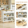 SoBuy FKW74-WN Kitchen Island on Wheels Trolley Storage Cart Free-Standing Unit Butchers Block Furniture 98×58×94 cm White/Natural