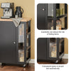 SoBuy FKW75-SCH, Kitchen Island on Wheels – Compact Kitchen Trolley Storage Unit with Cupboard, Side Rack & Worktop – Freestanding Butcher Block Cart for Small Kitchens, Black 60x92x45cm