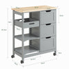 SoBuy FKW79-HG, Kitchen Trolley Cart Storage Serving Trolley with 3 Drawers and Removable Tray, Grey