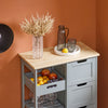 SoBuy FKW79-HG, Kitchen Trolley Cart Storage Serving Trolley with 3 Drawers and Removable Tray, Grey