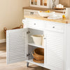 SoBuy FKW84-II-WN, Extendable Kitchen Island Kitchen Storage Trolley Kitchen Cabinet Cupboard Sideboard with Rubber Wood Worktop, White