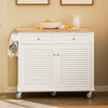 SoBuy FKW84-II-WN, Extendable Kitchen Island Kitchen Storage Trolley Kitchen Cabinet Cupboard Sideboard with Rubber Wood Worktop, White