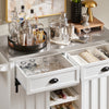 SoBuy FKW94-W, Kitchen Storage Trolley Kitchen Cabinet Sideboard Kitchen Island with Stainless Steel Top, White