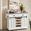 SoBuy FKW94-W, Kitchen Storage Trolley Kitchen Cabinet Sideboard Kitchen Island with Stainless Steel Top, White