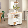 SoBuy FKW97-WN, Kitchen Storage Trolley Kitchen Cabinet Cupboard Sideboard Kitchen Island with Rubber Wood Worktop, White