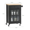 SoBuy FKW98-SCH, Kitchen Storage Trolley Serving Trolley Kitchen Cabinet Cupboard with Rubber Wood Worktop, Black