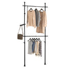 SoBuy FRG109-SCH, Telescopic Clothes Rail, Heavy Duty Clothes Rack, Adjustable Open Wardrobe with Hanging Rails for Bedroom, Walk-in Closet Black