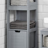 SoBuy FRG126-SG, Tall Bathroom Storage Cabinet with 3 Shelves and 2 Drawers, Grey