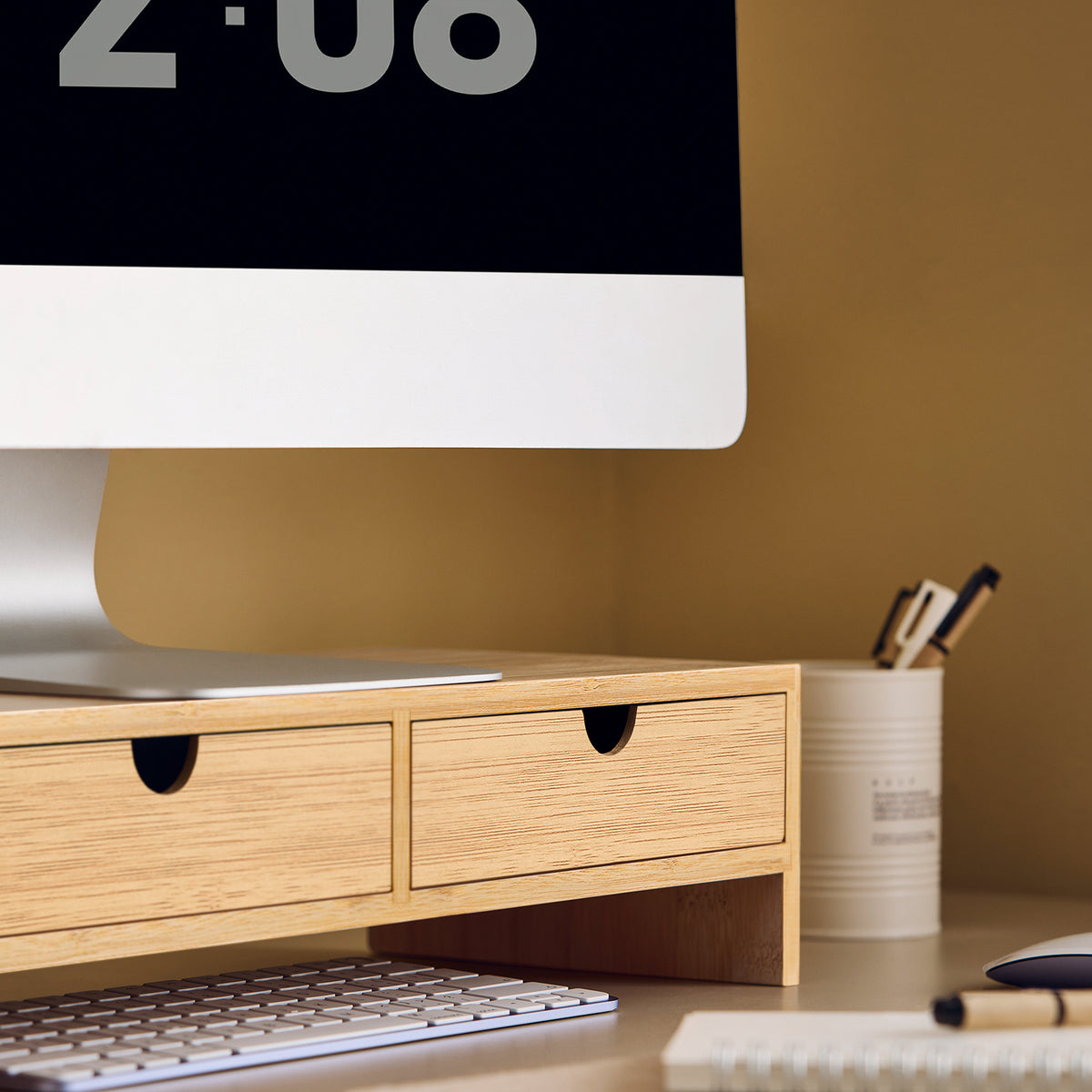 SoBuy FRG198-N, Bamboo Monitor Stand Computer Riser Desk Organizer, Wood