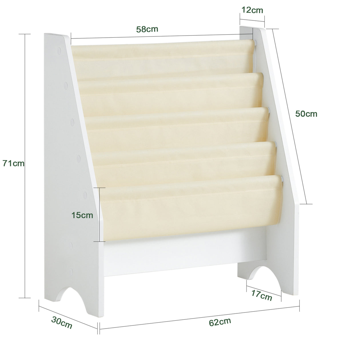 SoBuy FRG225-W, Children Kids Bookcase Sling Storage Rack Organizer Display Holder, White