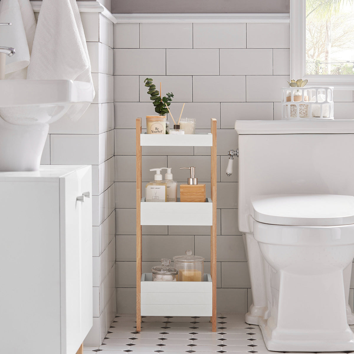 SoBuy FRG226-WN, 3 Tiers Bathroom Shelf Storage Display Shelf Rack Organizer Shelving Unit, White