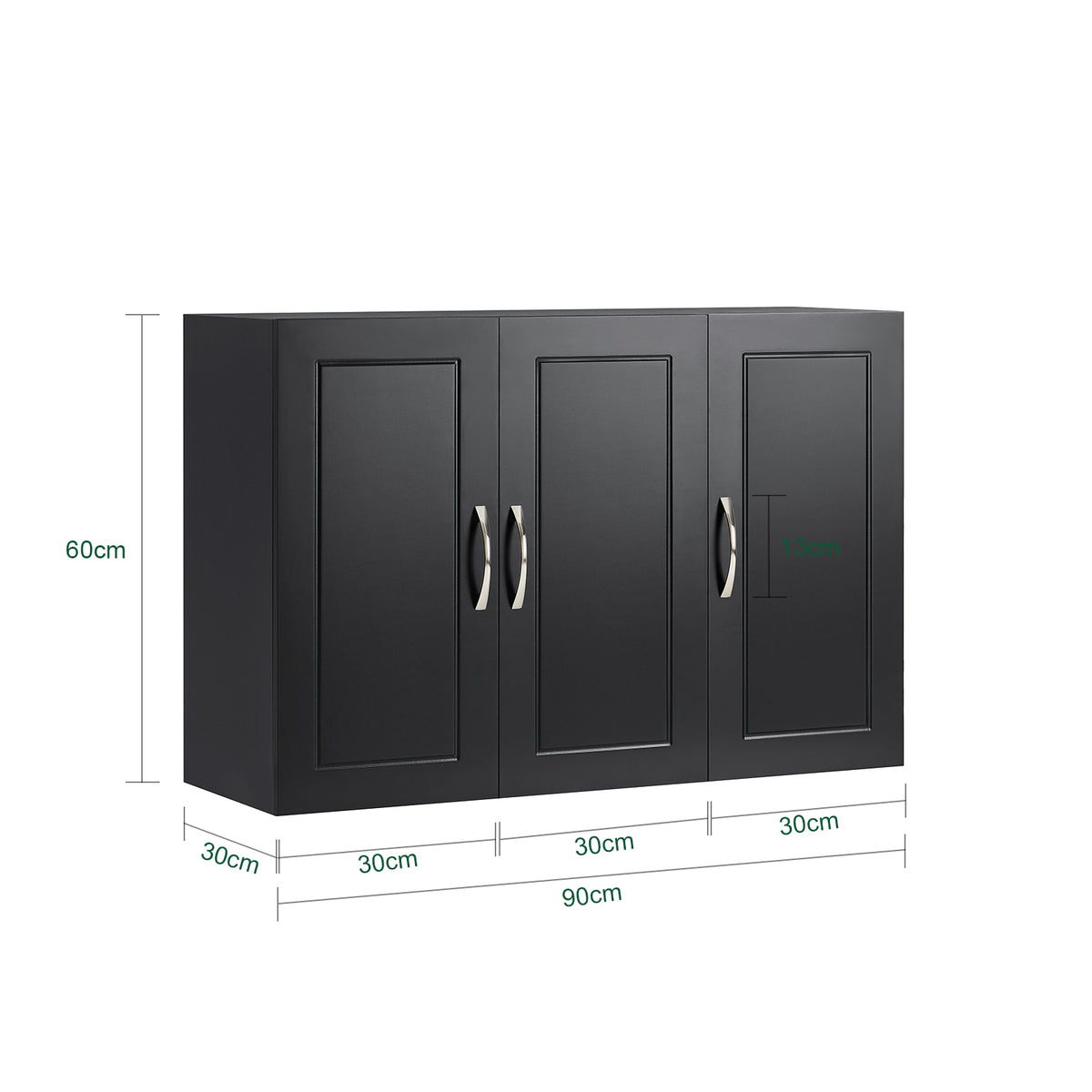 SoBuy FRG231-L-SCH, Bathroom Wall Cabinet Mounted Storage Unit with Adjustable Shelf and 3 Doors Small Slim Bathroom Cupboard for Towel & Toiletries Black W90 x D30 x H60cm