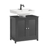 SoBuy FRG237-II-DG, Under Sink Bathroom Cabinet with Adjustable Shelves, MDF Bathroom Storage Unit for Under Sink Storage, Anti-Mold Louvered Door, suitable for Pedestal Sinks, Dark Grey