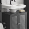 SoBuy FRG237-II-DG, Under Sink Bathroom Cabinet with Adjustable Shelves, MDF Bathroom Storage Unit for Under Sink Storage, Anti-Mold Louvered Door, suitable for Pedestal Sinks, Dark Grey