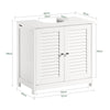 SoBuy FRG237-II-W, Under Sink Bathroom Cabinet with Adjustable Shelves, MDF Bathroom Storage Unit for Under Sink Storage, Anti-Mold Louvered Door, suitable for Pedestal Sinks, White, 60x58x35cm