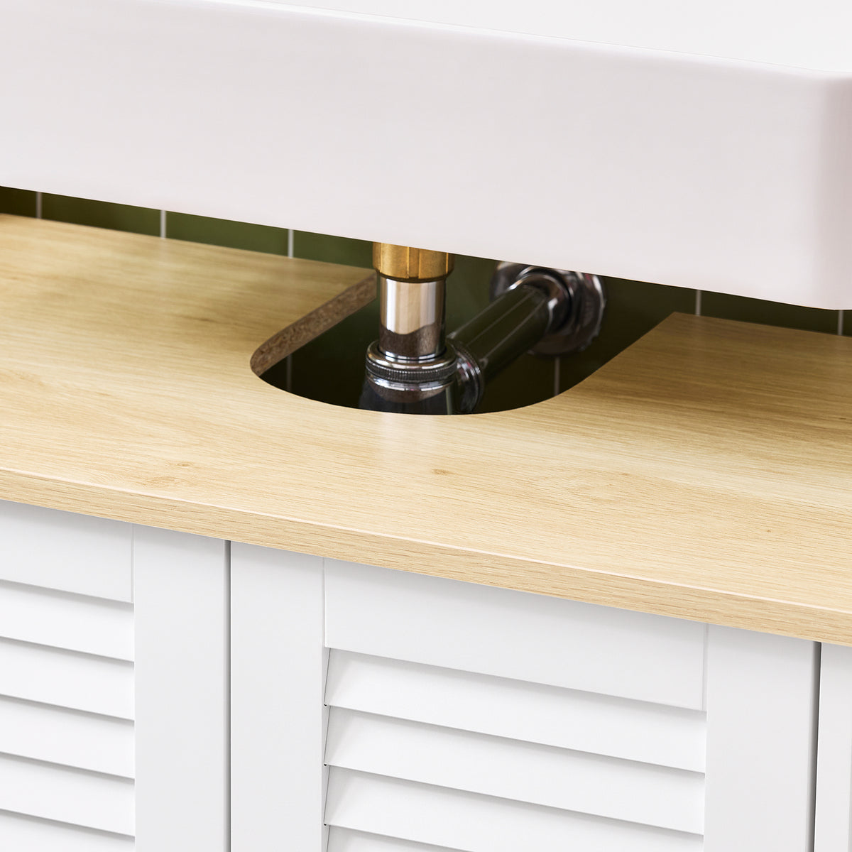 SoBuy FRG237-WN, Under Sink Cabinet Vanity Unit Bathroom Cabinet with 2 Shutter Doors, White