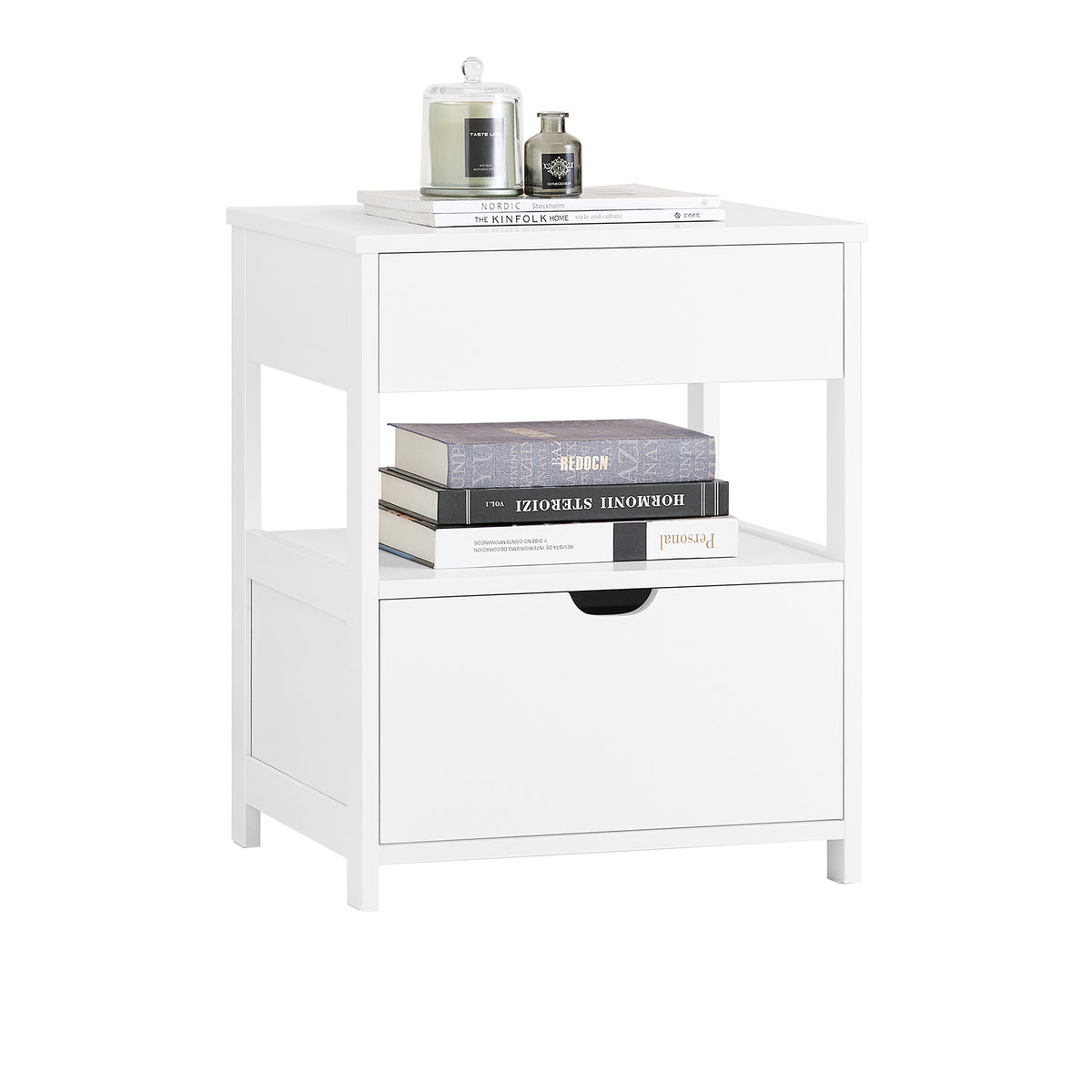 SoBuy FRG258-II-W, Bedside Table Nightstand Side Table End Table Lamp Table with 2 Drawers, White