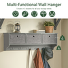 SoBuy FRG282-HG, Wall Coat Rack Wall Shelf Storage Unit with 3 Baskets & 5 Hooks - Coat Hooks Wall Mounted for Hallway Organiser - Storage Cabinet for Coats, Bags, Scarves W100xD20xH31cm Grey