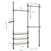 SoBuy FRG34-SCH, Telescopic Wardrobe Organiser, Clothes Storage Shelving Rack, Black