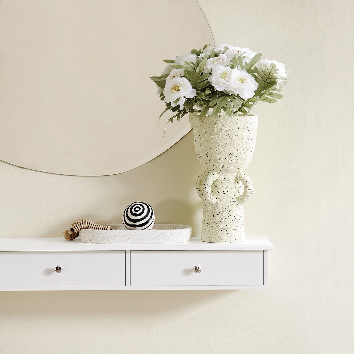 SoBuy FRG43-L-W, Floating Shelf Wall Drawers, Wall Storage Display Unit with 3 Drawers, White