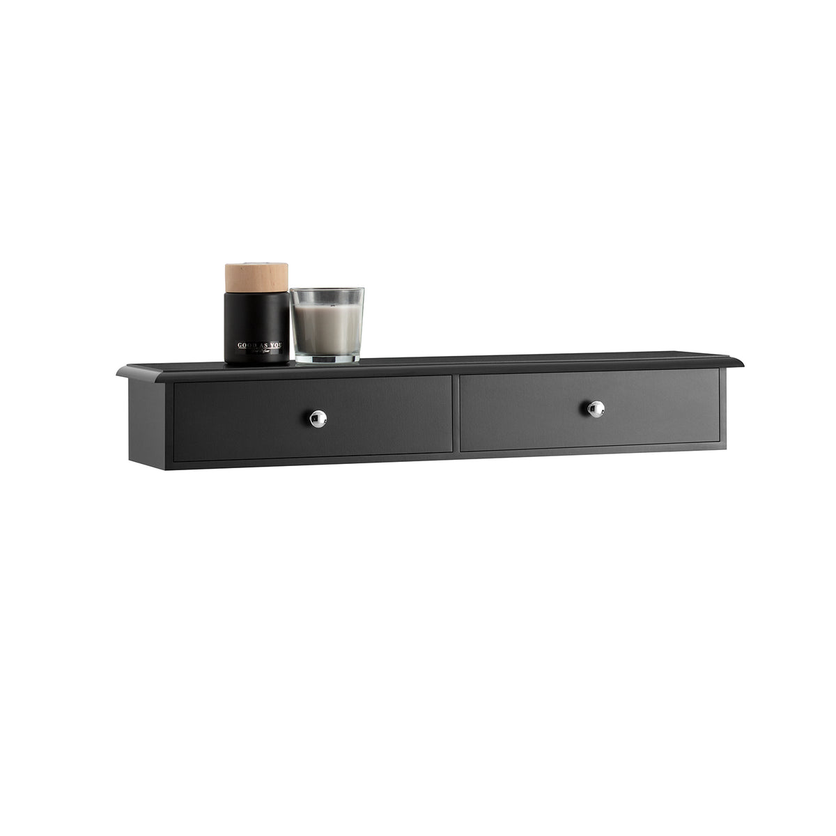 SoBuy FRG43-SCH wall mounted floating shelf with 2 drawers black – white background