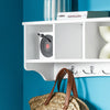 SoBuy FRG48-L-W, Wall Coat Rack Wall Display Storage Unit with 4 Components 5 Hooks, White
