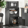 SoBuy FSB09-SCH, Kitchen Trolley with Wheels and Extendable Worktop Microwave Stand Storage Unit with Cupboard Small Mobile Kitchen Cart Cabinet for Home, Office or Dining Room 92x59x40cm, Black