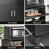 SoBuy FSB09-SCH, Kitchen Trolley with Wheels and Extendable Worktop Microwave Stand Storage Unit with Cupboard Small Mobile Kitchen Cart Cabinet for Home, Office or Dining Room 92x59x40cm, Black